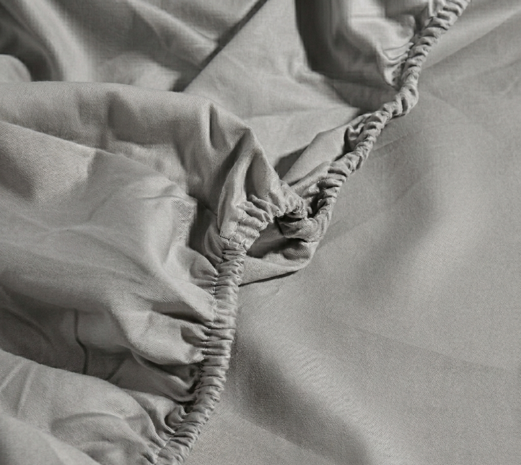 Grey Plain Fitted Sheet 200 TC