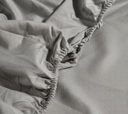 Grey Plain Fitted Sheet 200 TC